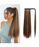 Oefei Ponytail Extension with Brown Highlights - 24 Inch Synthetic Braid with Velcro Fastener for Natural Look - Women s Hair Accessories - Buy Online on GoSupps.com