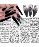 Black Retro Butterfly Nail Art Stickers - 8 Sheets Adhesive Decals for Acrylic Nails Decoration - Buy Online on GoSupps.com