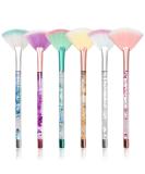 Colorful 6-Piece Facial Fan Brush Set with Pouch | Glitter Quicksand Handles - Ideal for Masks | International Shipping Available - Buy Online on GoSupps.com