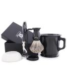 Haryali London 5pc Men's Shaving Kit with 3 Edge Razor, Black Badger Hair Brush, Bowl, Soap, and Stand - Ideal Set for Men - Buy Online on GoSupps.com