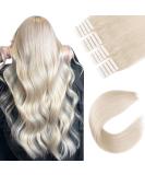 Sixstarhair Tape In Extensions - Real Remy Hair Platinum Blonde 18 Inch (45cm) - 20 Pieces 50g #1000 - Buy Online on GoSupps.com