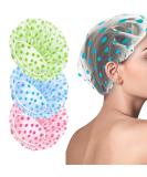 3-Piece Reusable Waterproof Shower Hoods for Women - Elastic Plastic Shower Caps in Blue Yellow Pink | Perfect for Spa & Salon - Buy Online on GoSupps.com