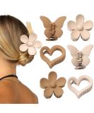 6 Pcs Butterfly Flower Heart Hair Claw Clips - Non-Slip Matte Large Clips for Thick & Thin Hair - Light Coffee/Light Brown - Buy Online on GoSupps.com