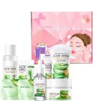 Aloe Vera Skincare Gift Set for Women - 8PCS Pamper Kit with Cleanser, Lip Balm, Eye Cream, Toner, Face Cream, Serum, Hand Cream - Hydrating & Refreshing Gift Set - Buy Online on GoSupps.com