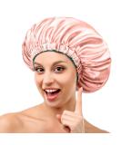 Mikimini Satin Hood for Curly Hair | Extra Large Double-Layer Sleep-Hair Hood | Stylish Green & Pink Silk Hood for Women - XL Size - Buy Online on GoSupps.com