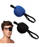 SULIVES 2 Pcs Adjustable Medical Eye Patches for Adults - Black Blue 3D Groove Design - Suitable for Amblyopia, Strabismus, Surgery Recovery - Left & Right Eye - Buy Online on GoSupps.com