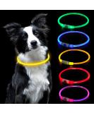 Auauy LED light neck band dog usb charging in length adjustable pet safety collar crackbare waterproof luminous band for dogs and cats 3 mode (yellow) yellow-universal - Buy Online on GoSupps.com