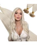 UGEAT Keratin Hair Extensions - Real Hair U Tips #60A White Blonde 50g 60cm/24inch - Pre Bonded Fusion Remy Hair - Buy Online on GoSupps.com