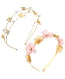 Gold Floral Butterfly Pearl Bridal Headband Set - Wedding Hair Accessories - Buy Online on GoSupps.com