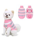 Lynine Pink Knitted Dog Sweater Warm & Soft Striped Winter Sweater for Small Dogs & Cats (L) - Buy Online on GoSupps.com