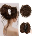 RUWISS Claw Clips in Messy Bun Hair Piece 100% Human Hair Buns Wavy Curly Clip Chignon Hair Bun Extensions Tousled Updo Hair Buns Human Hair Scrunchie with Clip for Women(Medium Brown) 1 Count (Pack of 1) Medium Brown - Buy Online on GoSupps.com