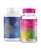 Pink Stork & Blue Stork Fertility Bundle: His and Hers Fertility Supplements - Vitex, Inositol, Folate, Vitamin B6 - 60 Capsules - Buy Online on GoSupps.com