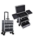FRENESSA Professional Rolling Makeup Case | Aluminum Trolley Train Case with 360 Swivel Wheels | Travel Cosmetic Organizer with Sliding Drawers | Nail Tech Hairstylist Barber | Black - Buy Online on GoSupps.com