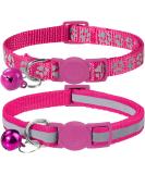 Taglory Reflective Cat Collar with Safety Clasp & Bell - 2-Pack Adjustable Hot Pink Collars for Cats & Kittens (15-20cm) - Buy Online on GoSupps.com