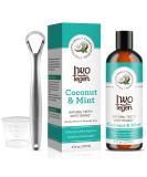 Coconut Pulling Oil & Mint Oil Pulling Mouthwash | Natural Teeth Whitening & Fresh Breath Tongue Scraper Included - Buy Online on GoSupps.com