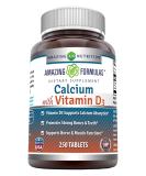 Amazing Formulas Calcium with Vitamin D3 Supplement - 250 Tablets, Supports Bone Health, Muscle Function, and Calcium Absorption - Pack of 1 - Buy Online on GoSupps.com