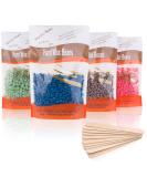 Hard Wax Beans Kit - 400g Wax Beads & 10 Applicator Sticks for Painless Hair Removal at Home | Ideal for Bikinizone Eyebrows & Brazilian Waxing - Buy Online on GoSupps.com
