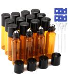 Esteopt 16PC Essential Oil Roller Ball Bottles - 10ml Portable Glass Perfume Bottles with Stainless Steel Rollers for Wellness & Massage - Buy Online on GoSupps.com