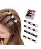 4PCS Sparkling Crystal Stone Braided Hair Clips with Pearl Shaped Duckbill Clip for Women/Girls - Buy Online on GoSupps.com