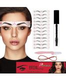 Eyebrow Stencil & Eyebrow Setting Gel  30 Eyebrow Shaper Kit  Reusable Eyebrow Template With Strap  Waterproof Eyebrow Repair Liquid  Brows Styling Brow Fix Gel Beauty Makeup - Buy Online on GoSupps.com