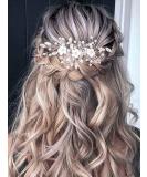 Vakkery Bride Flower Wedding Hair Vines Crystal Hair Piece Bridal Hair Accessories for Women and Girls (Silver) - Buy Online on GoSupps.com