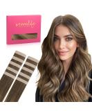 Salife Tape Extensions - 10pcs Real Hair Balayage Chocolate Brown to Caramel Blonde (30cm 20g) | Invisible Smooth Tape-in Extensions - Buy Online on GoSupps.com