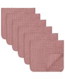 Comfy Cubs Muslin Spitting Towels Set - 100% Cotton Ultra Soft & Extra Absorbent 6-Layer Hand Washcloths in Mauve (Pack of 6) - Buy Online on GoSupps.com