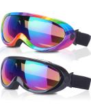 Rngeo Ski Goggles, Pack of 2, Snowboard Goggles for Kids, Boys & Girls, Youth, Men Black Multicolor/Rainbow Multicolor - Buy Online on GoSupps.com
