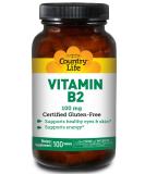 Country Life Vitamin B-2 100mg - 100 Count - Essential B Vitamin Supplement - Buy Online on GoSupps.com