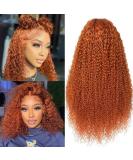 Brennas Ginger Orange Deep Wavy Lace Front Wig - 14 Inch Curly Brazilian Virgin Human Hair T-Part Transparent Glueless Wig - Buy Online on GoSupps.com