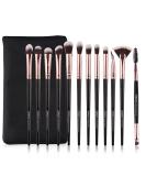 ZOREYA 12 Pcs Professional Eye Makeup Brush Set with Carrying Bag - Black - Buy Online on GoSupps.com