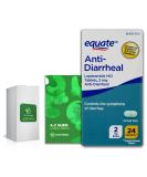 Equate Anti-Diarrheal 2 mg - Loperamide Caplets Bundle with Exclusive Vitamins & Minerals - 24 Caplets for Fast Relief | Buy Now - Buy Online on GoSupps.com