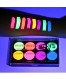 MEICOLY Glow UV Blacklight Face Paint, 8 Bright Colors Neon Fluorescent Body Painting Palette,Water Activated Eyeliner,Water Based Makeup Glow In The Dark Halloween Washable for Kids Adult Body Paint 01 Fluorescent Body Paint - Buy Online on GoSupps.com