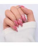 Sethexy Long Pink Fire Design Stiletto Glossy Acrylic Press-On Nails | 24pc Nail Tips for Women & Girls - Buy Online on GoSupps.com