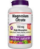 Webber Naturals Magnesium Citrate 150 mg 250 Capsules High Absorption Helps Maintain Healthy Bones Teeth and Proper Muscle & Heart Function Non-GMO Gluten & Diary Free - Buy Online on GoSupps.com