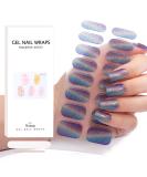 Semi Cured Gel Nail Strips - Mermaid Blue Glitter Color - 16 Clear Self-Adhesive Stickers for Manicure - Buy Online on GoSupps.com