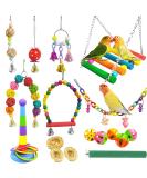 Allazone 17-Piece Bird Toy Set for Parrots Conures & Lovebirds - Durable Wood & Bell Hanging Toys for Small Birds - Buy Online on GoSupps.com