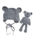ECYC Newborn Baby Bear Hat Beanie with Bear Dolls - Grey | Photography Accessories - Buy Online on GoSupps.com