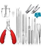 15 Pieces Stainless Steel Ingrown Toenail Tools Set - Nail Clipper, Cuticle Cutters, File, Lifter, Pusher - Manicure Pedicure Kit for Thick Nails - Red - Buy Online on GoSupps.com