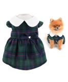 SMALLLEE_LUCKY_STORE Vintage Scottish Plaid Luxury Bow Girls Dog Dress Elegant Pincess Spring Summer Apparel Clothes for Small Pets Kitten Christmas Outfits Puppy Costume Green L L green - Buy Online on GoSupps.com