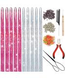 Pink Silver Hair Tinsel Kit - Glitter Hair Extensions for Women, Girls & Kids (48 Inch, 3000 Sparkling Strands) - Heat Resistant Fairy Tinsel Accessories with Tools in 2 Colors - Buy Online on GoSupps.com