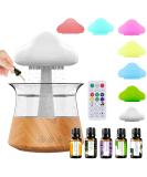 Rain Cloud Humidifier with Essential Oils Set | 7-Color Aromatherapy Diffuser - Remote Control & Wooden Design for Bedroom - Buy Online on GoSupps.com