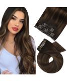 Buy Moresoo Clip-In Balayage Remy Hair Extensions - Darkest Brown & Medium Brown - 25 cm Human Hair for Effortless Style - Buy Online on GoSupps.com
