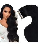 LAAVOO Black Tape Extensions - Real Hair Invisible Remy Glue-in Extensions 50g 20pcs 45cm - Premium Quality Hair Tapes - Buy Online on GoSupps.com