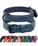 Didog Soft Padded Leather Dog Collar for Medium & Large Dogs - Adjustable Breathable Durable Rust-Free Metal Buckle - Blue (M: 27-33 cm) - Buy Online on GoSupps.com