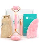 Original Jade Roller & Gua Sha Set | Natural Rose Quartz Facial Tools for Toning & Firming Skin - Buy Online on GoSupps.com