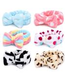 6-Piece Casoty Bow Spa Headband Set - Soft Coral Fleece Makeup Hair Bands for Skincare, Face Washing, Shower, and Yoga - Buy Online on GoSupps.com
