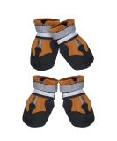 Reestboo Non-Slip Dog Shoes - 4 Pack Winter Booties with Reflective Straps & Velcro Fasteners for Small Dogs - Brown - Ultimate Pfot Protection - Buy Online on GoSupps.com