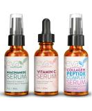 Natural Firm & Glow Skincare Set - Vitamin C, Peptide Complex, Niacinamide Serums | Eva Naturals - Buy Online on GoSupps.com