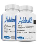 Addrell 2 Pack Energy Stimulant Pills - Natural Nootropic & Cognitive Enhancer for Mental Clarity | Study Supplement Alternative - 120 Capsules - Buy Online on GoSupps.com